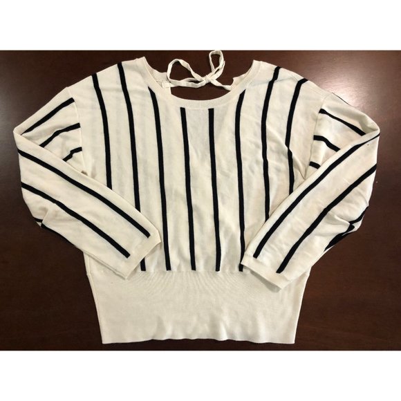 Trouve Striped Open Tie Back Sweater L - Picture 1 of 8